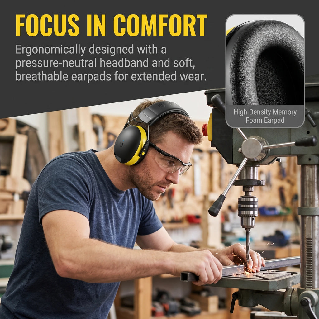 Bluetooth 6.0 Hearing Protector Noise Reduction Safety Ear Muffs EB20 Ear Protection Headphones for Hunting Shooting Work Shop