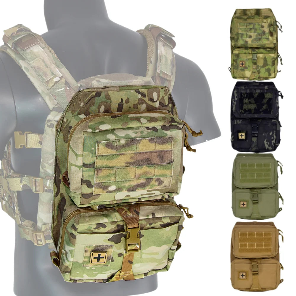 Tactical Vest Backboard Bag for Plate Carrier Quick Release Molle Detachable General Purpose Pouch Airsoft Huting Accessory