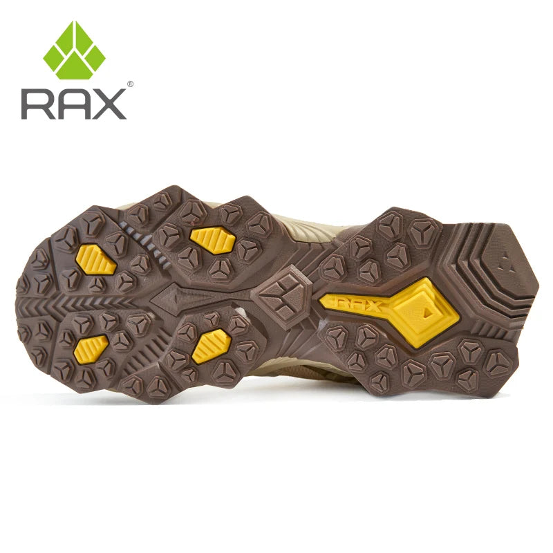 RAX Men Hiking Shoes Mid-top Waterproof Outdoor Sneaker Men Leather Trekking Boots Trail Camping Climbing Hunting Sneakers Women