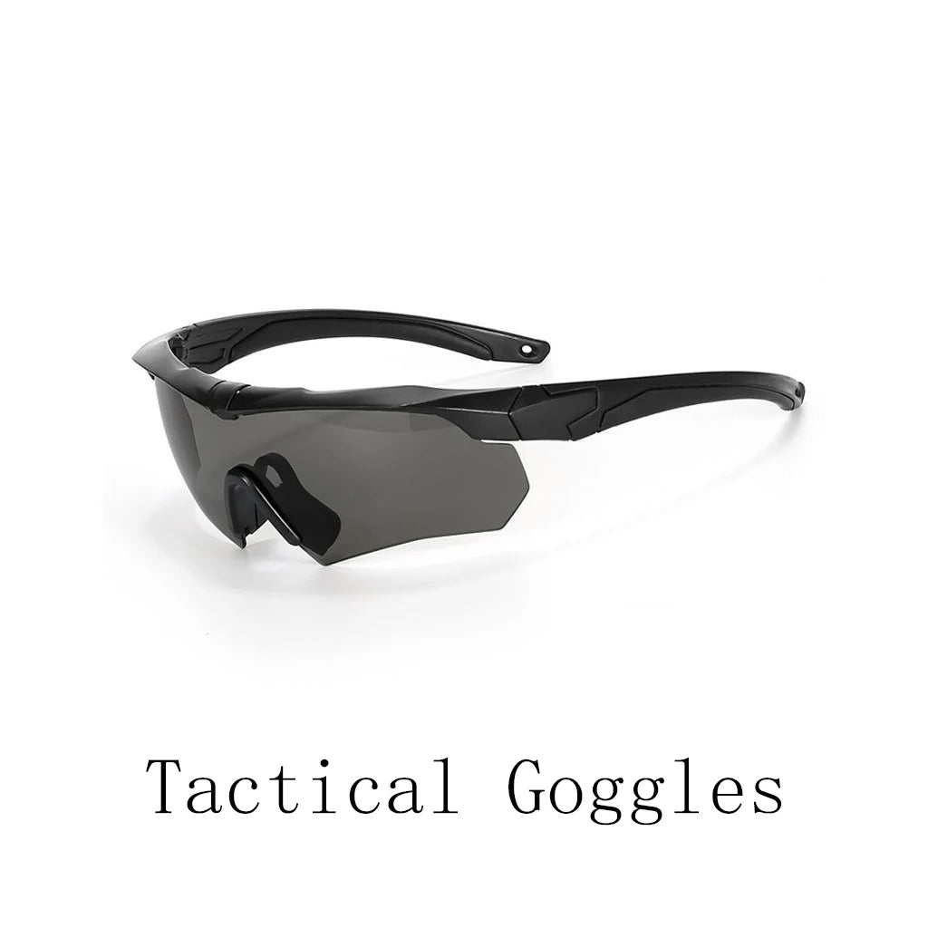 Military Tactical Helmet Set - Multi-Lens Goggles & Full Face Mask, Riot Airsoft CS Protective Gear for Outdoor Sports