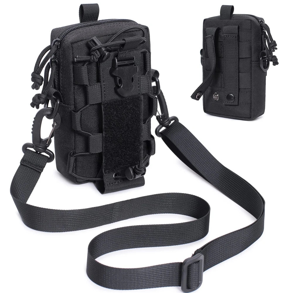 Molle EDC Water Bottle Pouch Canteen Kettle Carrier Holder Outdoor Sports Phone Holder Travel Camping Hiking Hunting Waist Bag