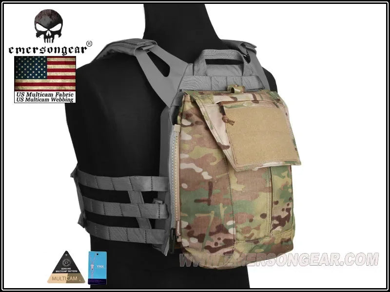 Emersongear Tactical Pouch Zip-ON Panel Plate Carrier Back Pack Shoulder Bag For AVS JPC 2.0 CPC Vest