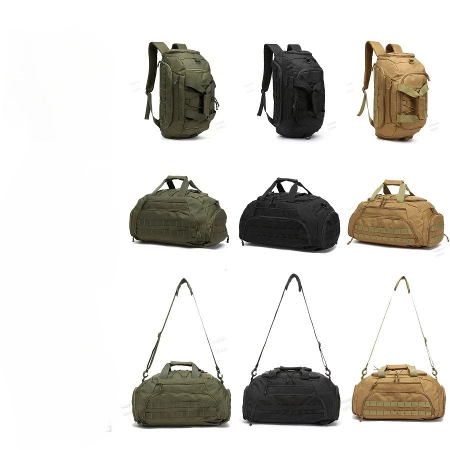 3-in-1 Tactical Gym Backpack with Shoe Compartment Convertible Duffel Sling Bag for Men Women Weekender Overnight Travel Bag