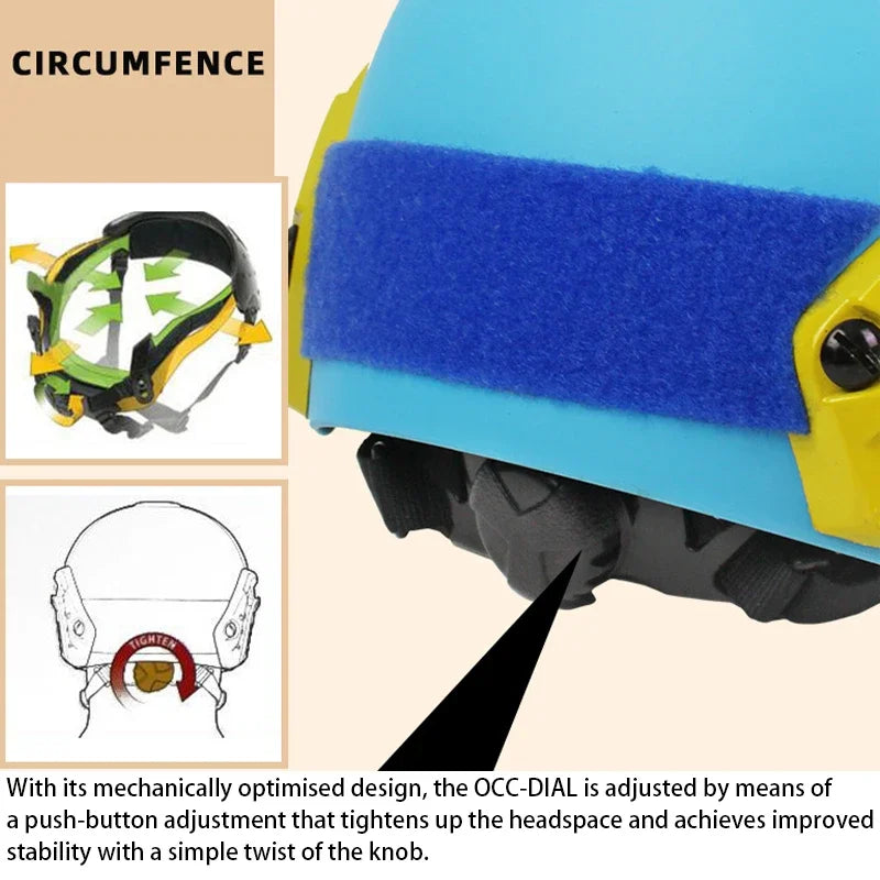 Lightweight Rescue Helmet, FAST PJ Helmet, Adjustable Head Circumference, Security, Training, Emergency, Fast, Tactical