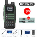 1/2PCS Baofeng UV16M V2 AM FM 15W Walkie Talkie Frequency Replication Multi Band Type-C Charging Hunting Tactical Two Way Radio