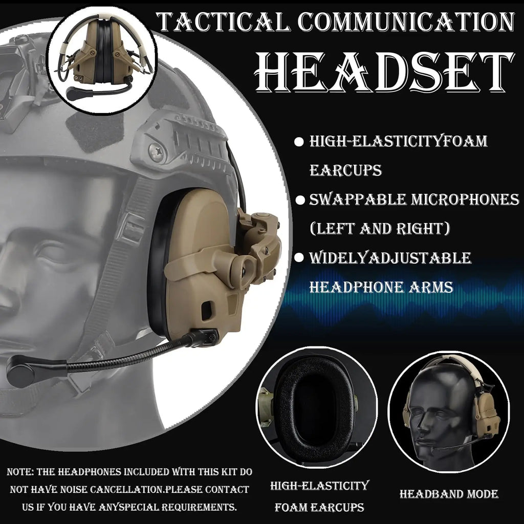 6in1 Tactical Helmet Set Airsoft Paintball Fast Bump Helmet with Headset NVG Mount Helmet Lights NVG Dummy Model for CS Cosplay