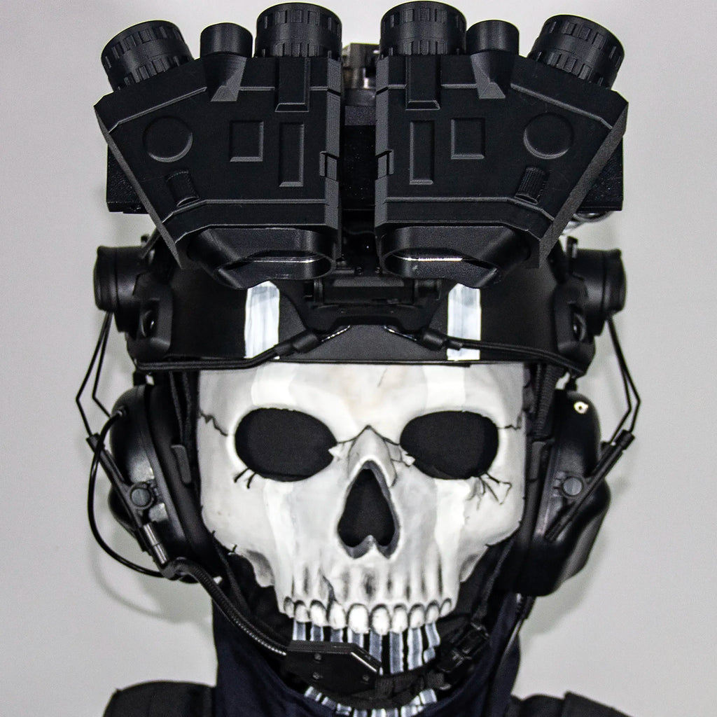 Tactical Ghost Helmet Set Call of Duty 19 Night Raid Ghost Helmet Set with Headset Skull Masks for CS Paintball Game Cosplay