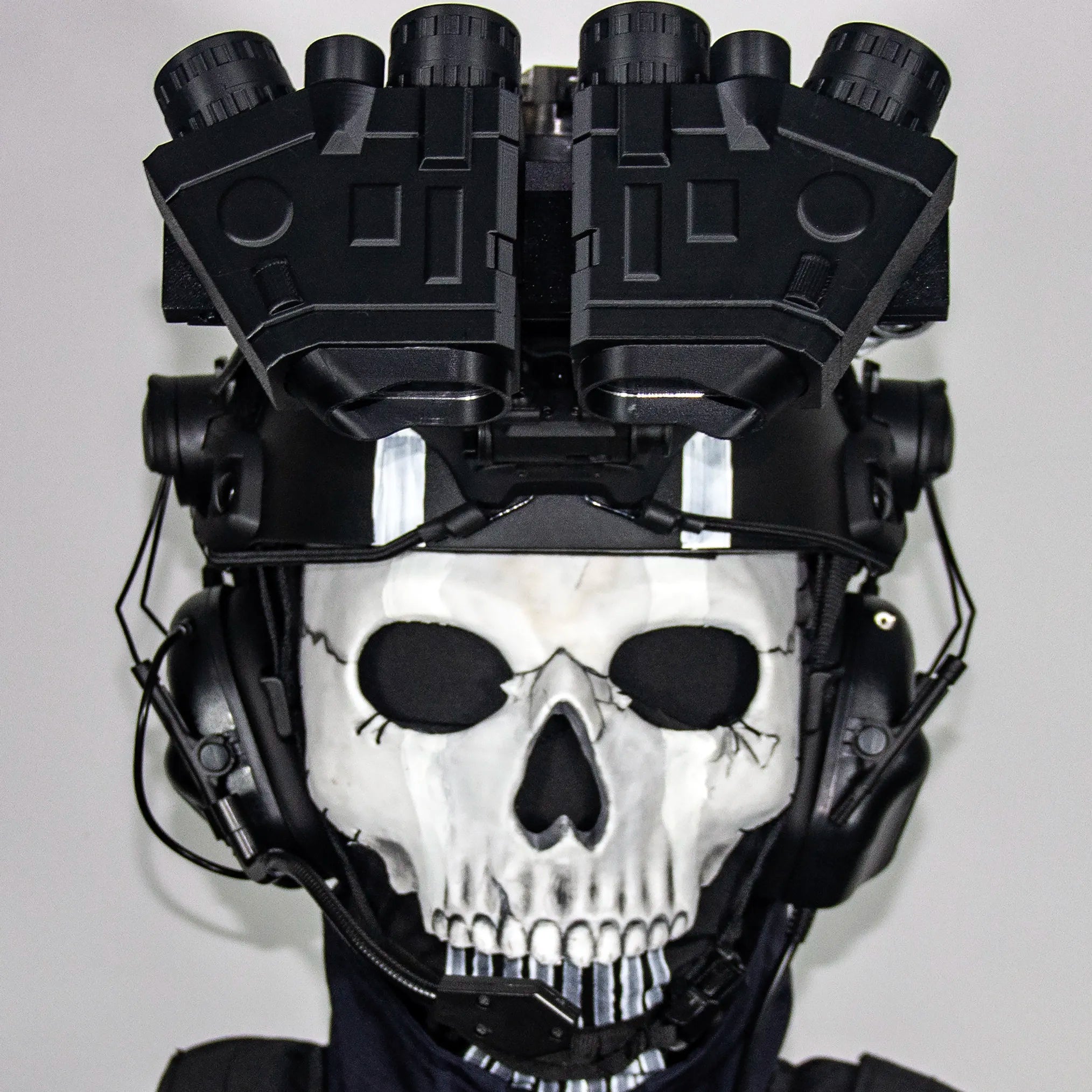 Tactical Ghost Helmet Set Call of Duty 19 Night Raid Ghost Helmet Set with Headset Skull Masks for CS Paintball Game Cosplay
