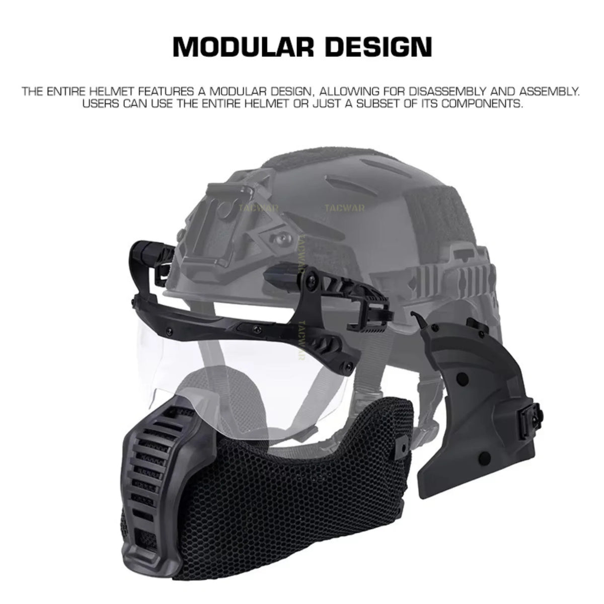 Wendy 3.0 Tactical Full Protection Helmet with Flip Goggles Ear Cover Mask for Hunting Airsoft Paintball CS Game Training