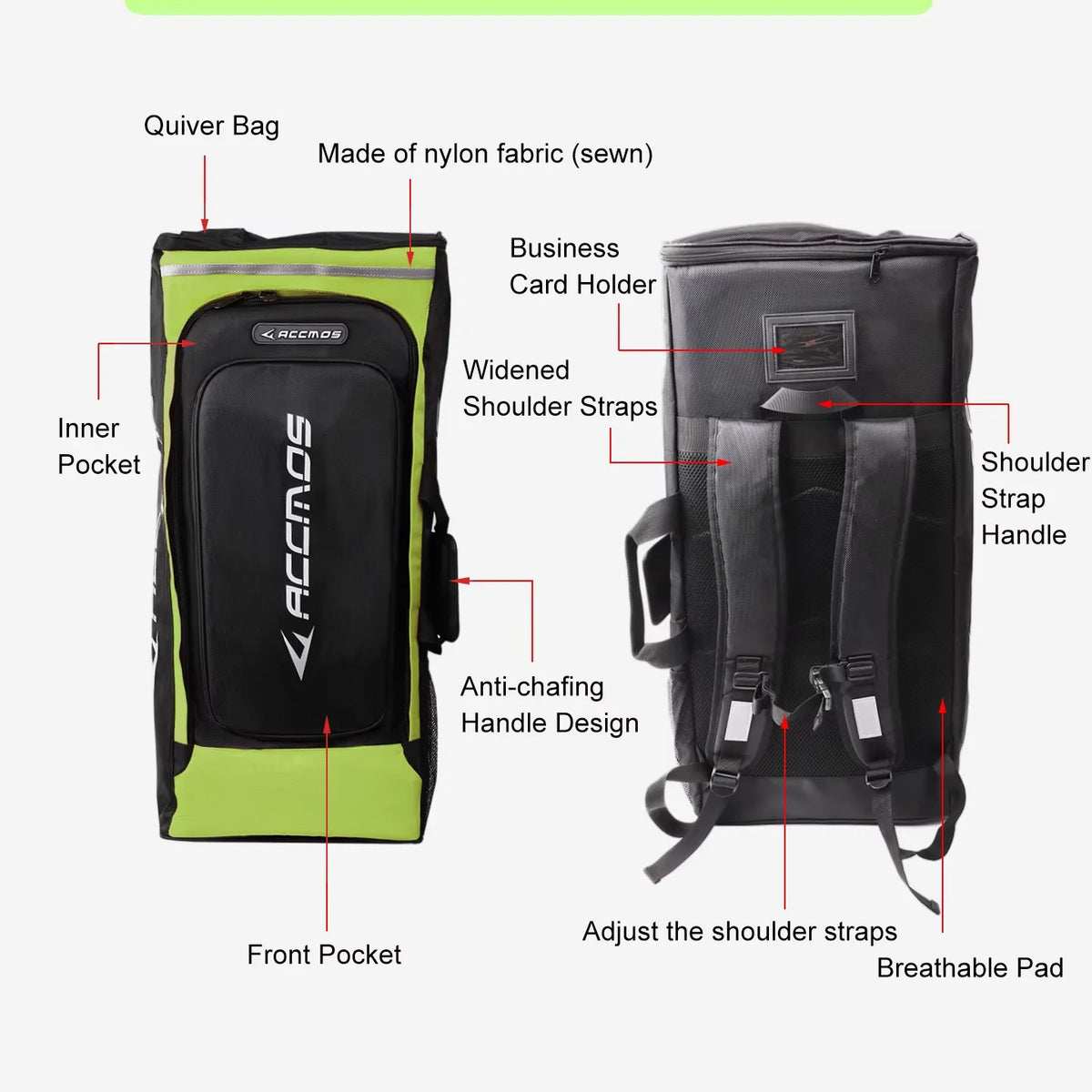 ACCMOS High-Quality Adjustable Large Bow Case with Bow Staff And Arrow Storage Bag Double Shoulder Bag Expandable High Capacity