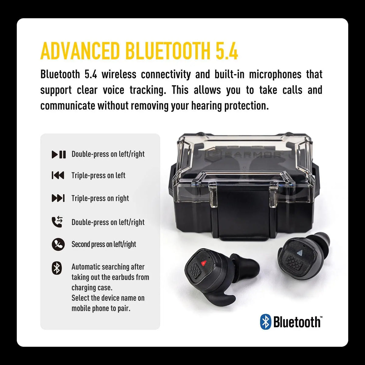 EARMOR M20T PRO Bluetooth 5.4 Upgraded Electronic Shooting Ear Protection , Noise Canceling & Sound Amplification