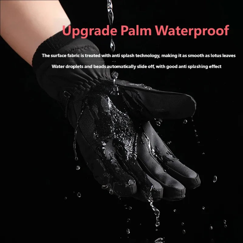 CHRLCK Winter Thermal Full Finger Cycling Gloves Men Women Windproof Waterproof Bicycle Gloves Fleece Sking Riding Gloves