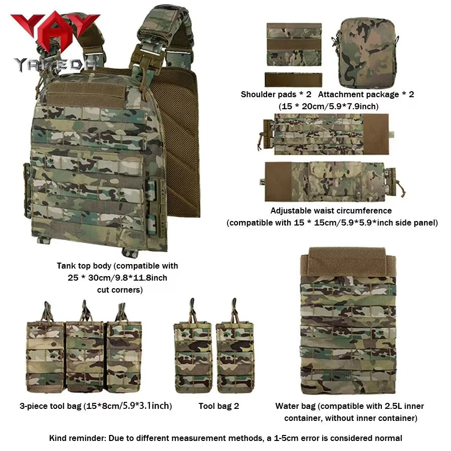 YAKEDA Tactical Vest 6094 Fast detachable light laser cut outdoor hunting black gear carry vest of high quality