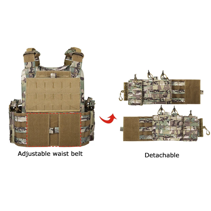 YAKEDA Tactical Vest Quick Release Airsoft Vest for Man Outdoor Adjustable Breathable Vest