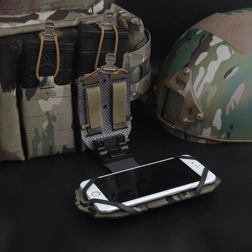 Tactical Swivel Folded Adjustable Smartphone Stand MOLLE Holder Accessories Cell Phone Carrier Plate Navigation Hunting Shooting