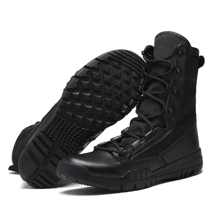 New High-Top Men's Leather Hiking Work Boots Non-Slip Lightweight Combat &Tactical Breathable Desert Boots