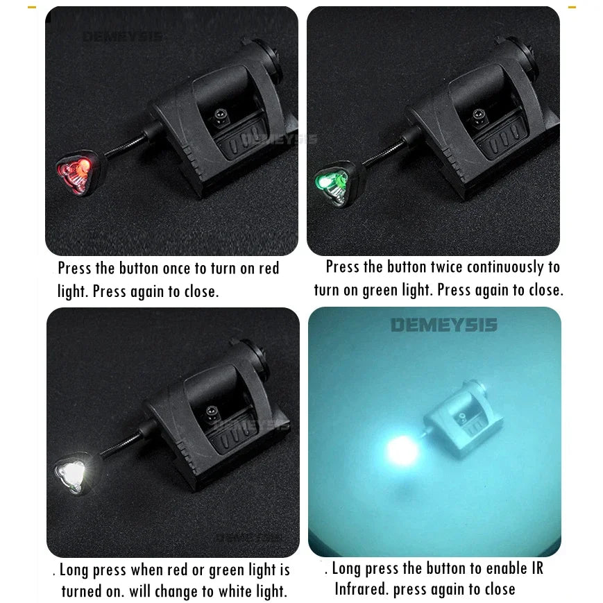 Tactical Helmet Light 4 Modes Green Red IR Laser LED Helmets Flashlight Energy Saving for Airsoft Hunting Camping