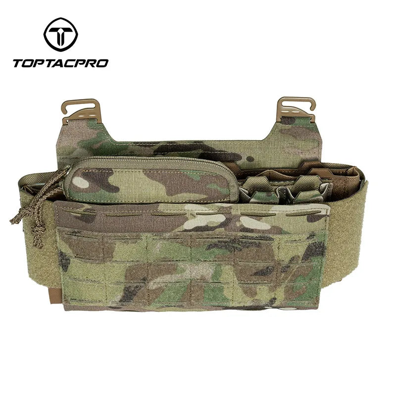 TOPTACPRO Tactical Front Panel Set Double 9mm Quad 556 Mag Pouch FERRO Style Functional Tactical DOPE Set 8540