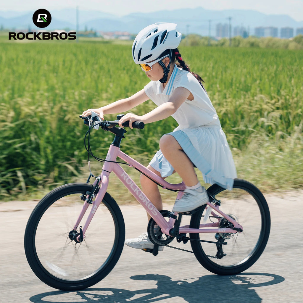 ROCKBROS Children's Cycling Helmet Breathable Lightweight High-Density Foam Helmet One-Piece Molde Shock Absorption Youth Helmet