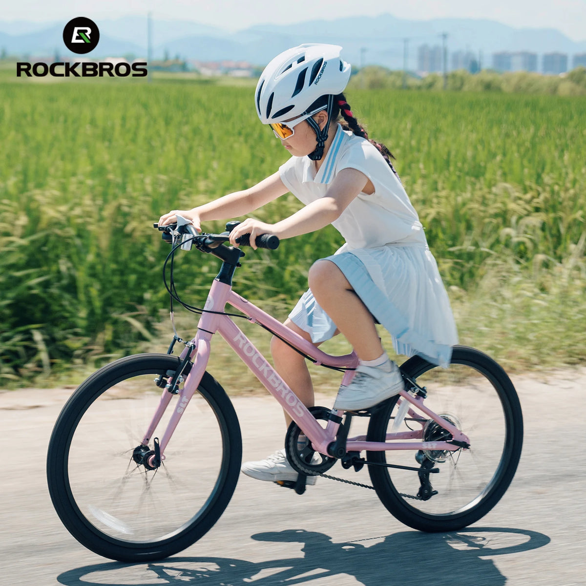 ROCKBROS Children's Cycling Helmet Breathable Lightweight High-Density Foam Helmet One-Piece Molde Shock Absorption Youth Helmet
