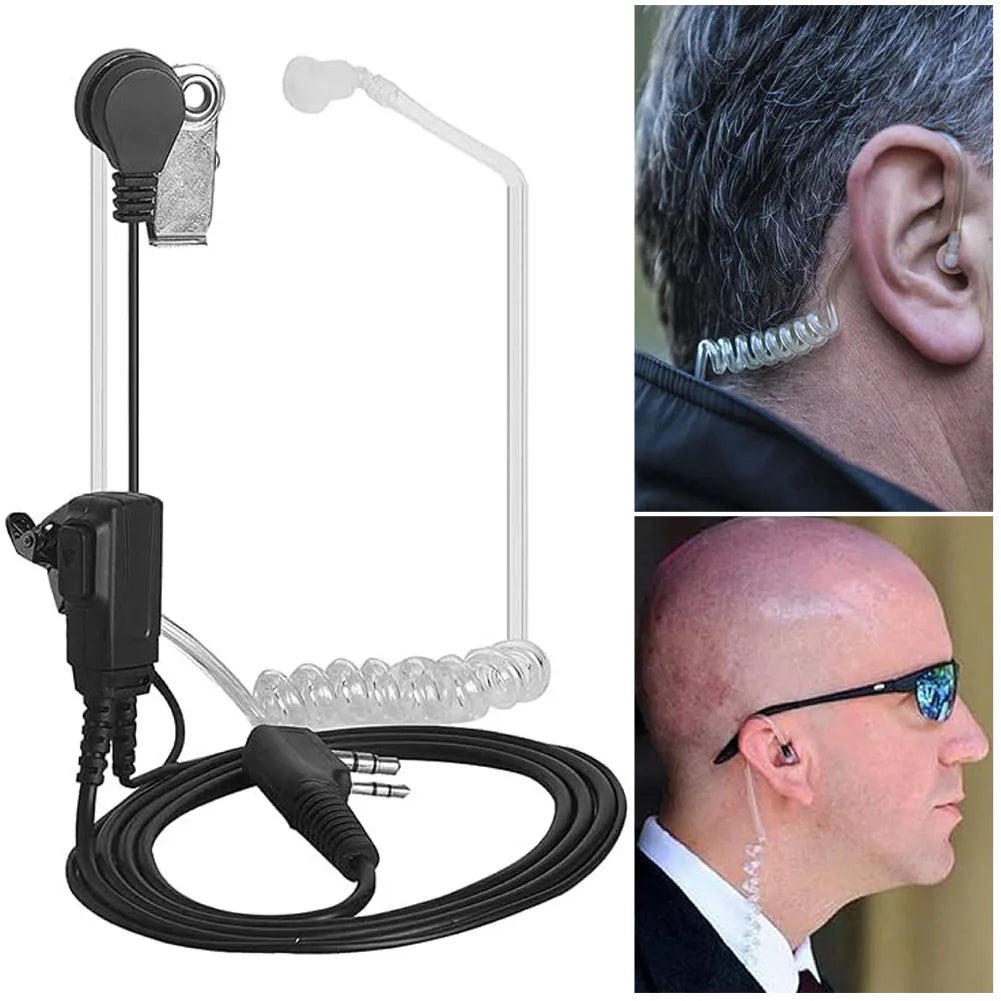 2 Pin PTT Acoustic Tube Earpiece Tactical Headset Covert In-ear Mic for Baofeng UV-5R BF-888S Kenwood TYT CB Radio Accessories