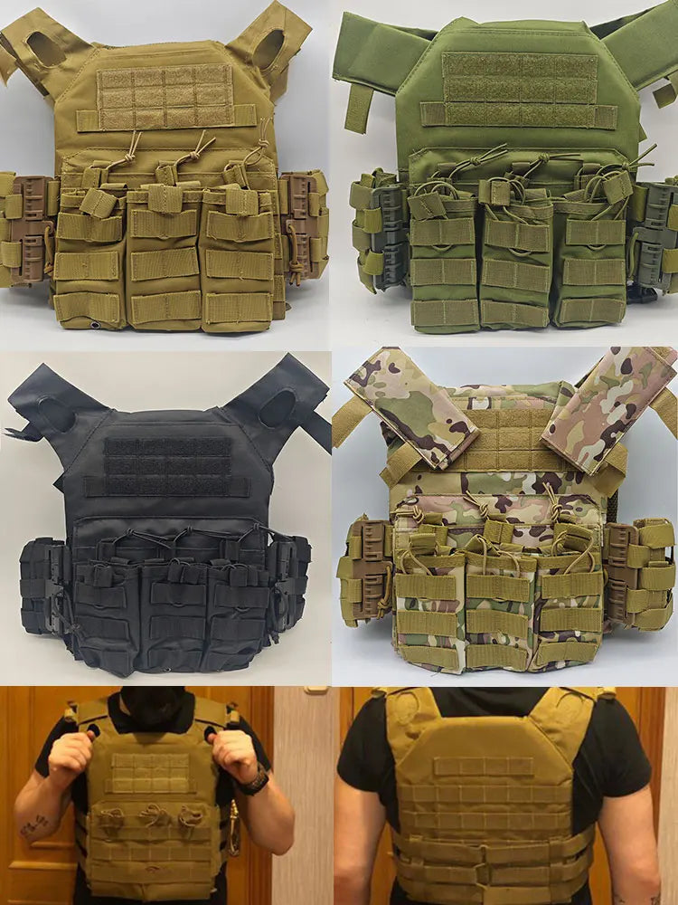 New JPC Tactical Vest Triple Magazine Pouch Quick Release Buckle Outdoor Molle Plate Carrier Hunting Army CS Game Jungle Gear