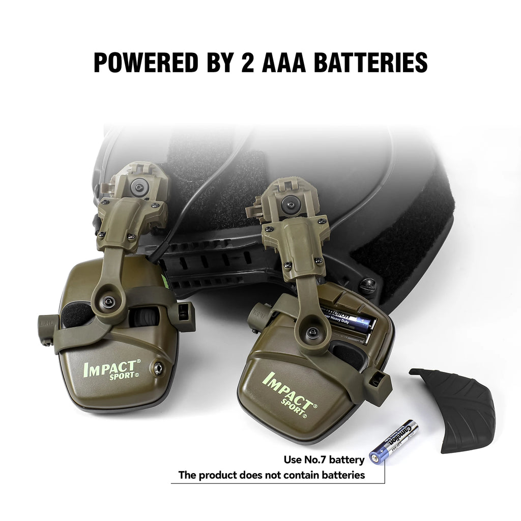 Tactical Helmet Mounted Electronic Earmuff FAST Rail Compatible Sound Amplification Noise Reduction Headset for Shooting Hunting