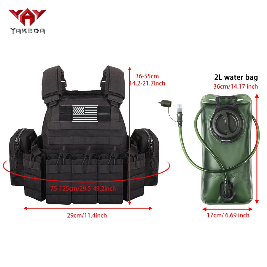 YAKEDA outdoor multifunctional vest with 2L water bag, adjustable shoulder straps and side panels
