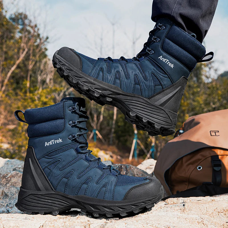 Men Tactical Boots Lace Up High Top Men's Hiking Shoes Waterproof Leather Hunting Sneakers Non-slip Outdoor Field Training Boots