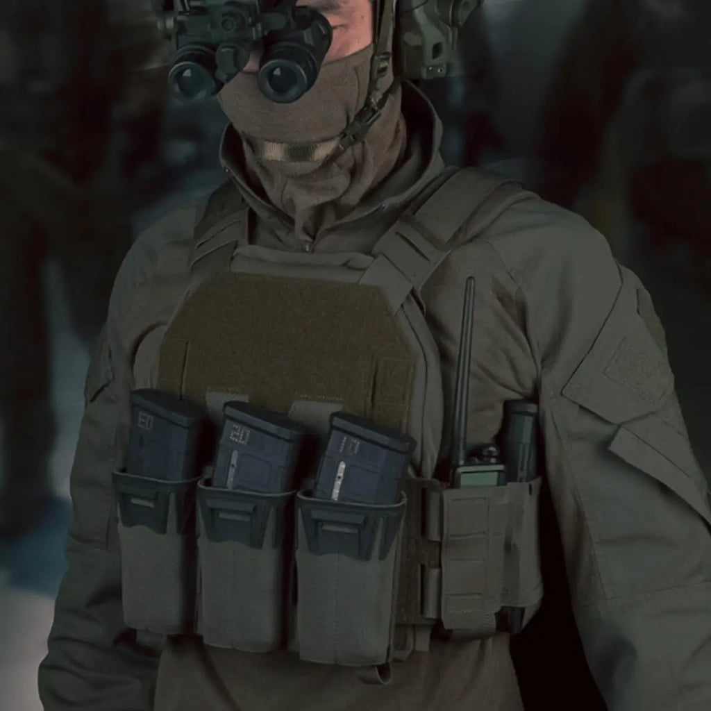KZ V1 V2 Modular Plate Carrier Vest Built-in 6PCS Side Pouch Come with Rifle 5.56 Submachine 9mm Triple Magazine Pouch Panel