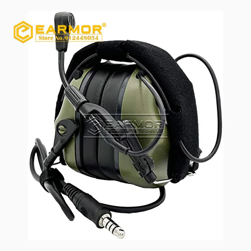 EARMOR Tactical Headset M32 MOD4 Hunting & Shooting Earmuffs with Microphone, Sound Amplification, Nato TP120 Jacket, Black