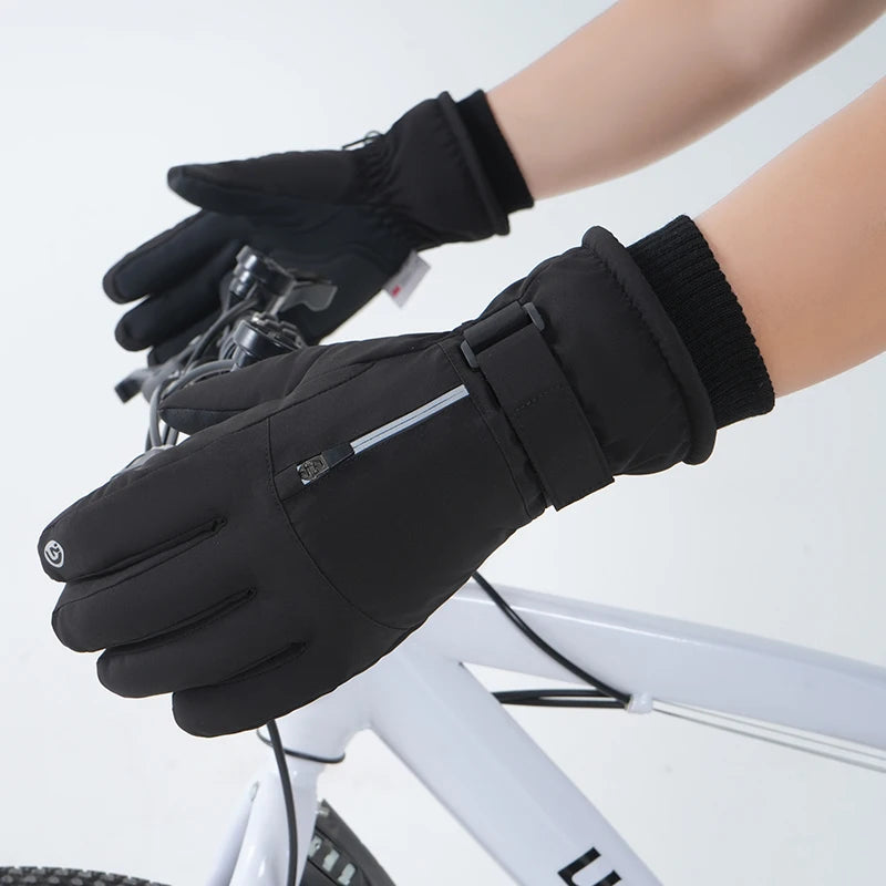 CHRLCK Winter Thermal Full Finger Cycling Gloves Men Women Windproof Waterproof Bicycle Gloves Fleece Sking Riding Gloves
