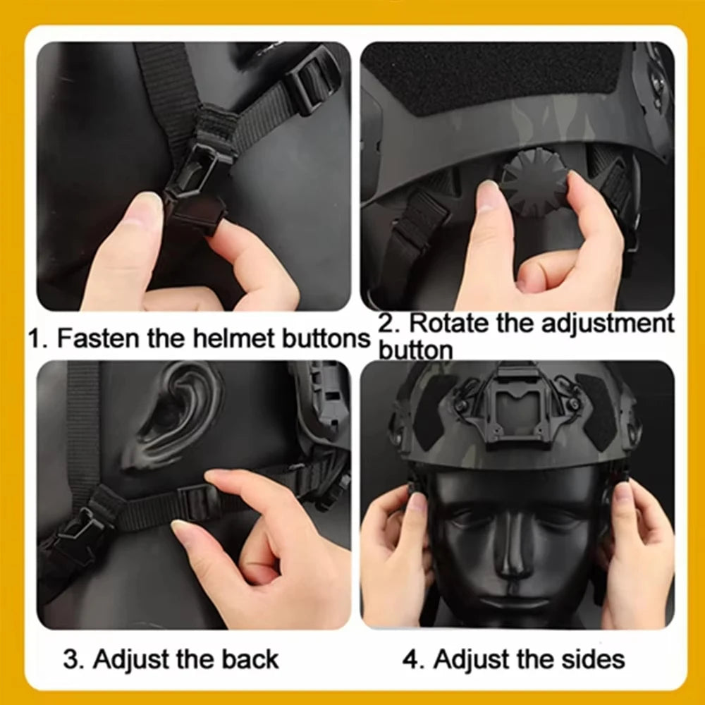 Tactical Helmet Set with Airsoft Goggles Headset LG24 Mount Identification Light Battery Pouch Camera Model Balaclava Mask