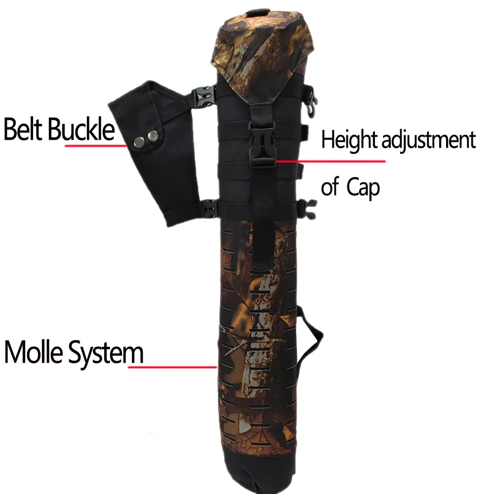 Tactical Molle System Black Camouflage Sling Shoulder Bag Waist hanging Arrow Quiver Tube for Hunting Archery Shooting Accessory