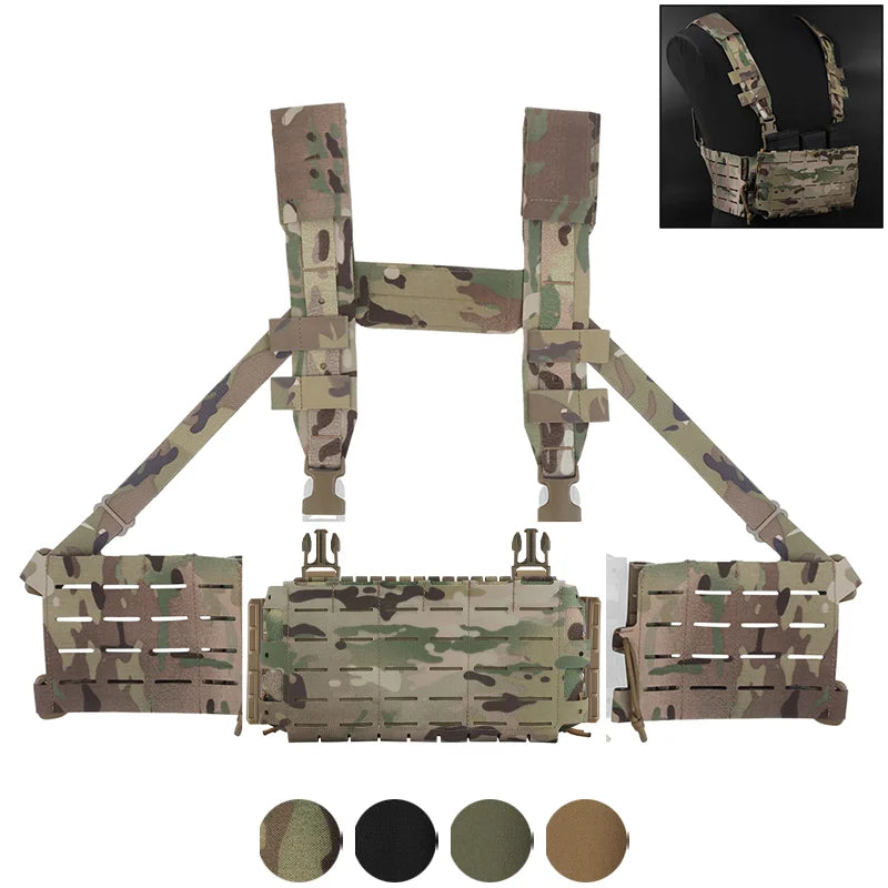 ARC Chest Rig V3 Triple 5.56 Mag Pouch Bilateral Quick Slide MOLLE Panel Airsoft Chest Rig Shoulder Strap Hunting Vest