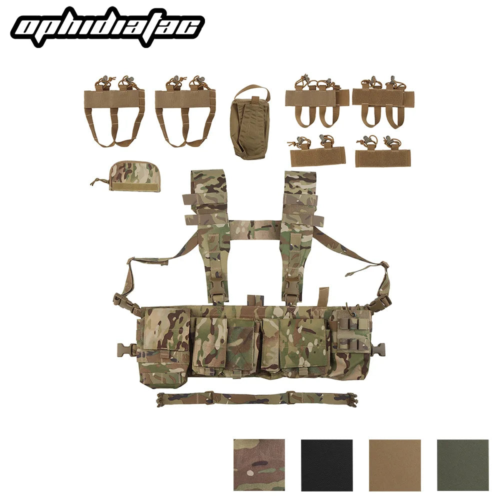 OPHIDIAN UW Chest Gear Radio Magazine Pouch Hunting Vest Patrol Pack with 8 Piece Interior Functional Expanded Storage
