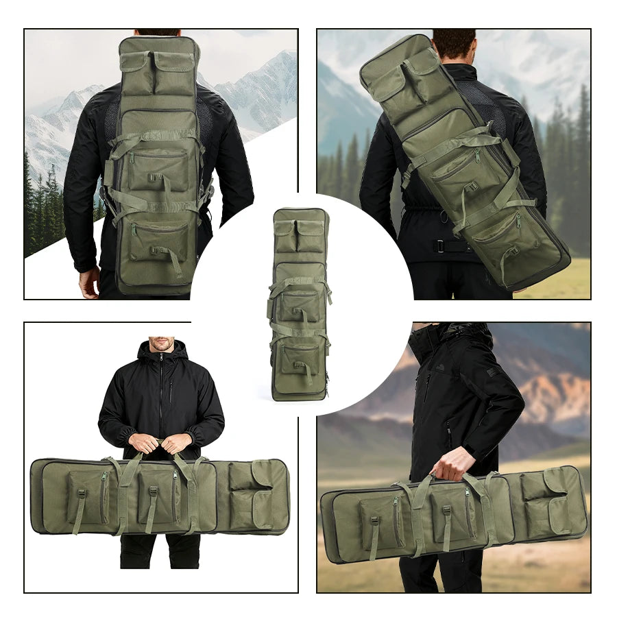 Outdoor hunting long equipment backpack multifunctional storage bag, adjustable shoulder straps, multiple storage pockets