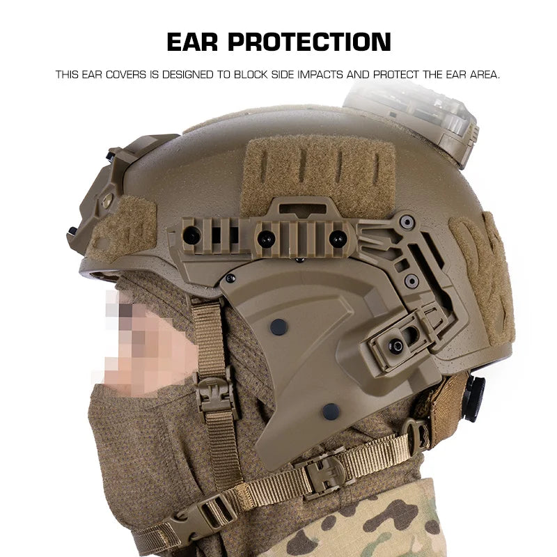Tactical Hunting  Helmet Ear Cover Side Protection for EX 3.0 Rail Team  Helmet
