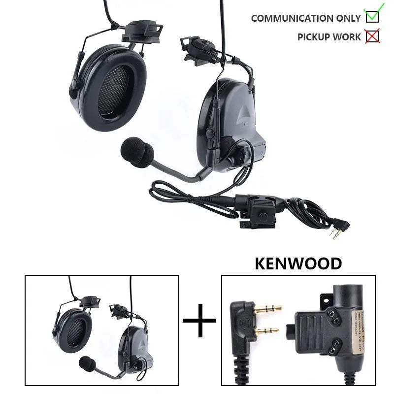 WADSN Tactical Comtact II Headset Hunting Shooting Headphone U94 PTT Kenwood With Helmet Rail Adapter Soft Earmuff  Earphone
