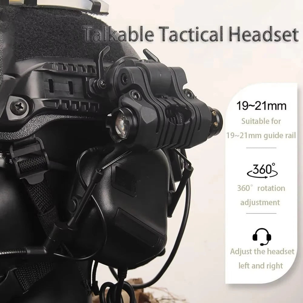 Tactical Helmet Set with Airsoft Helmet Tactical Half Face Mask Walkie Talkie Headset Survival Beacon Light for Outdoor Hunting