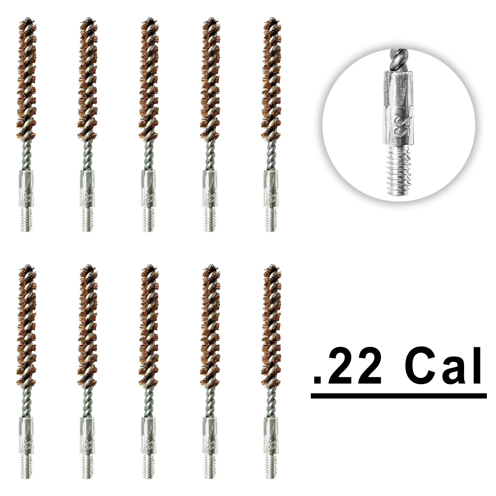 10 Pack Bronze Bore Brush 12GA .17Cal .22Cal 9mm Cleaning Brush for Pistol Rifle Cleaning Kit Thread 5-40 8-32 5/16-27