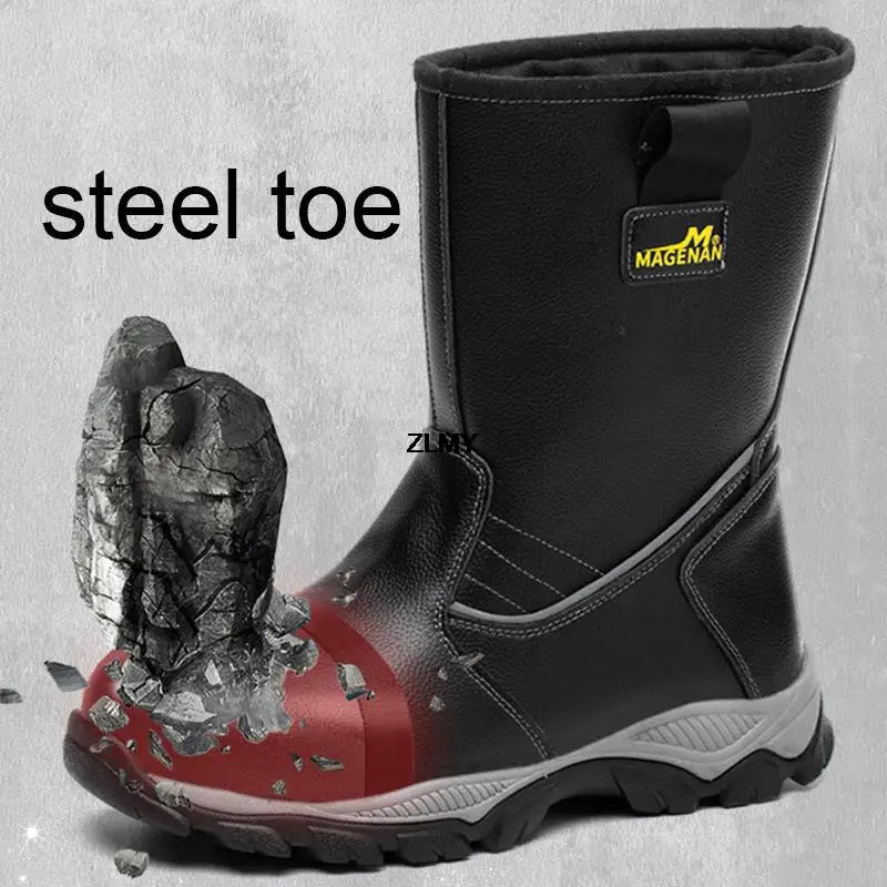 Oil Proof Safety Shoes For Men High Top Work Shoes Steel Toe Anti-stab Anti-smash Work Safety Boots Man Welder Shoes Anti-spark