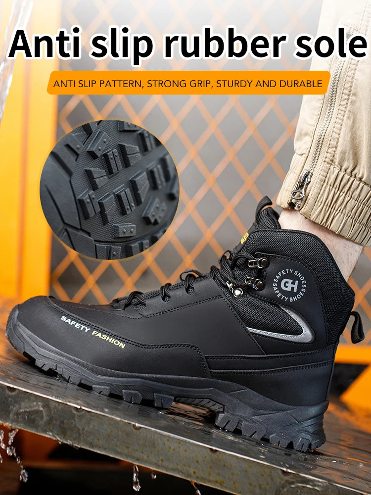 Men Work Safety Boots Waterproof Anti-smash Anti Puncture Work Shoes Indestructible Non-slip Protective Men Safety Shoes