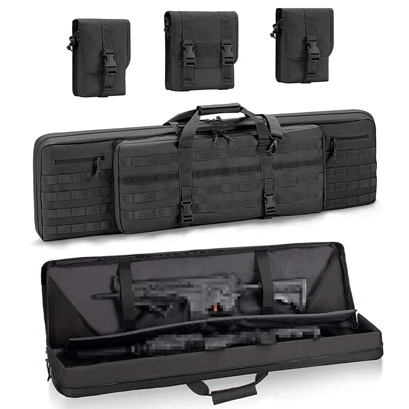 Double Ri-fle Case Zipper Lock Molle System Backpack Soft Padded G-un Range Bag for Hunting Accessories Fishing Rod Case