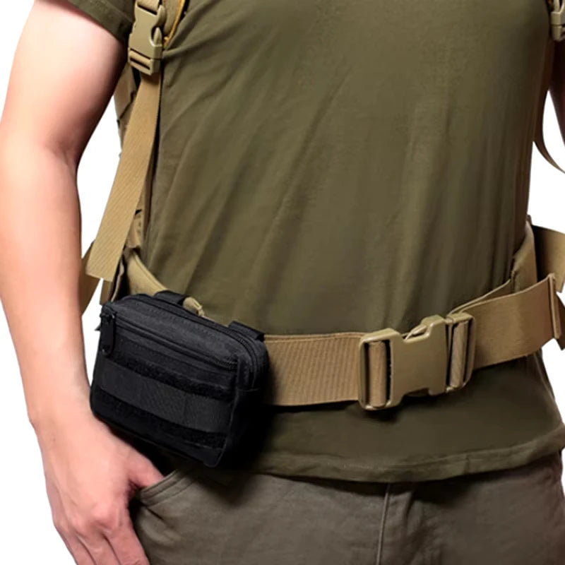 Men's Double Layer EDC MOLLE Pouch, Waist Belt Bag Fanny Pack for Outdoor Hiking & Camping Accessories