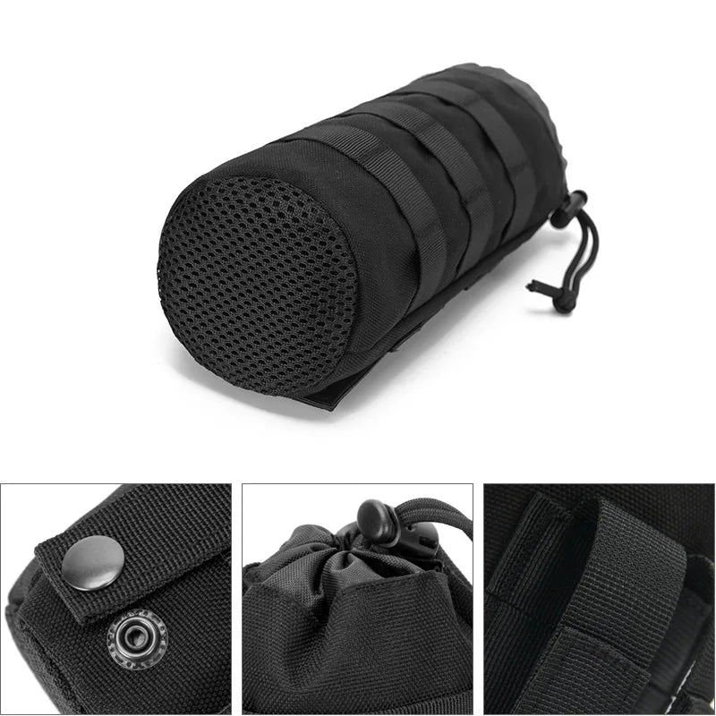 Tactical Molle Water Bottle Bag Outdoor Hiking Camping Drawstring Holder Multifunction Bottle Storage Pouch Pocket