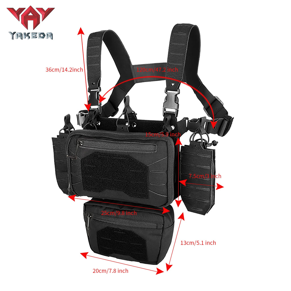 YAKEDA Tactical Outdoor Vest with Quick Release and PALS Molle System 1000D Nylon