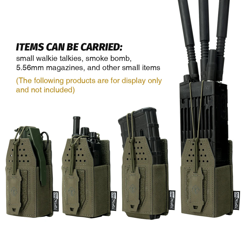 TOPTACPRO Tactical Radio Holster Molle Pouch Universal Radio Holder For Walkie Talkie Adjustable Storage Magazine Pouch 8524