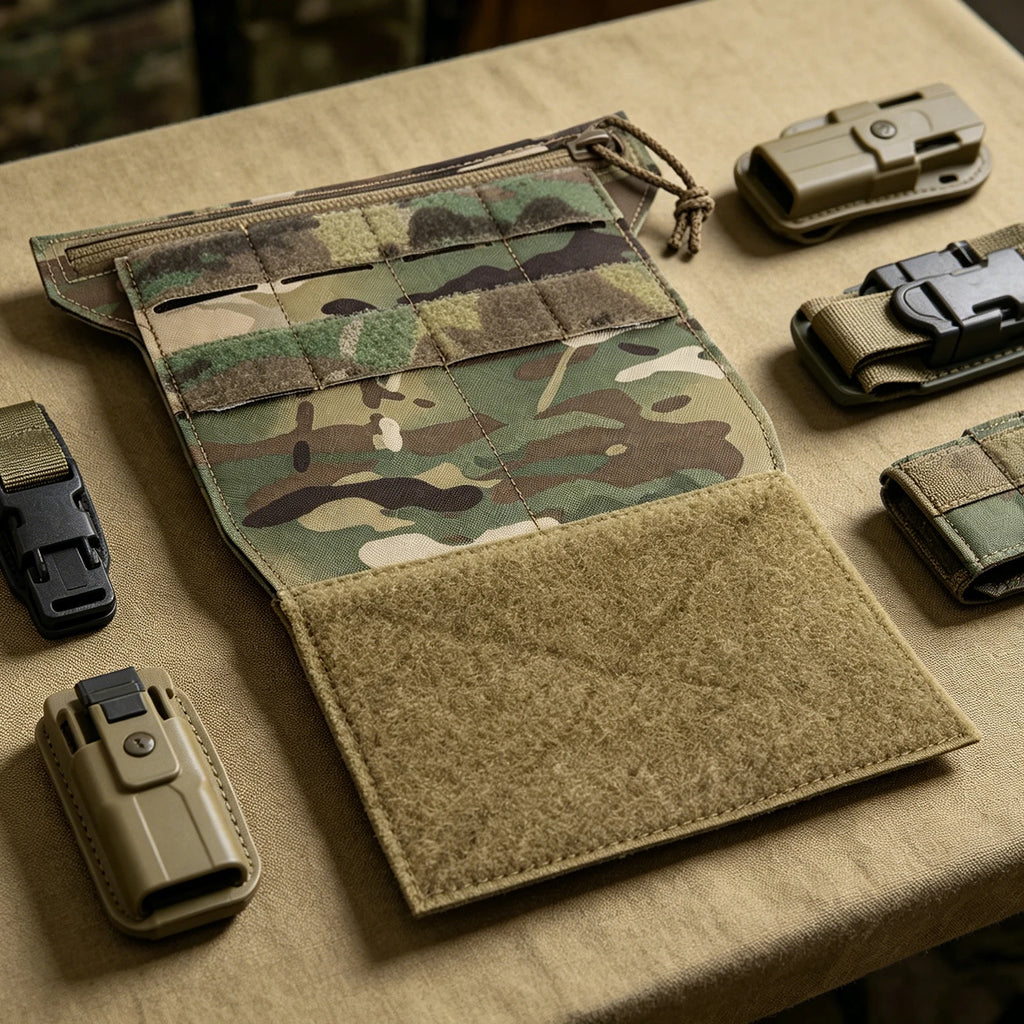 Tactic Chest Rig Admin Panel w/ Hook & Loop Storage Pouch for Tactical Airsoft Chest Rig Placard Phone Mount Holder Multi-Layer