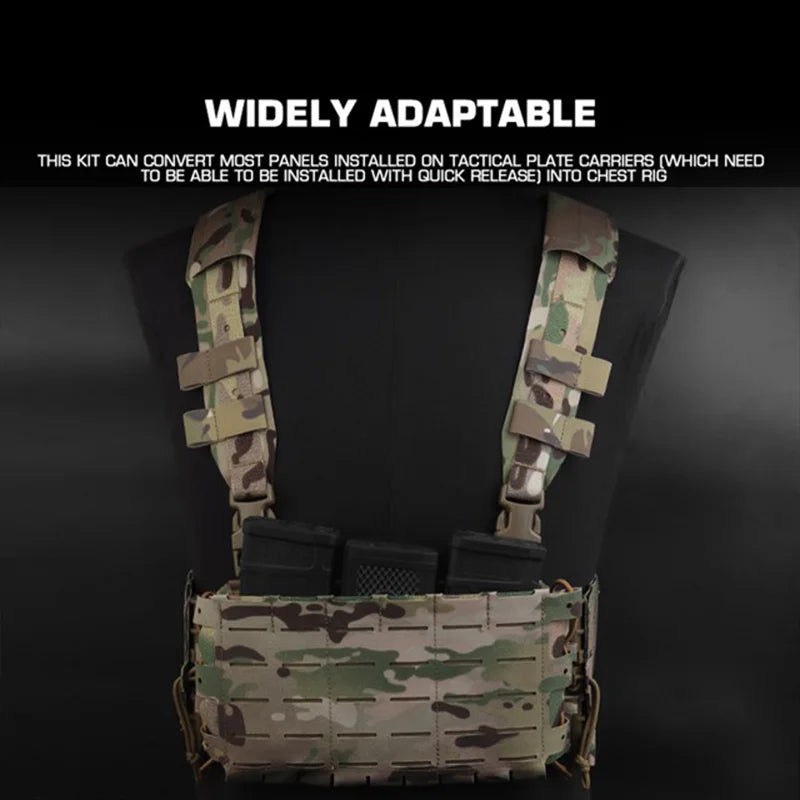 ARC Chest Rig V3 Triple 5.56 Mag Pouch Bilateral Quick Slide MOLLE Panel Airsoft Chest Rig Shoulder Strap Hunting Vest